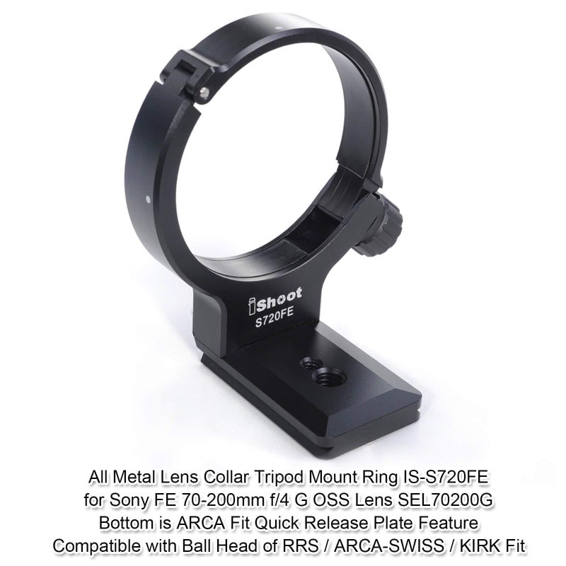 iShoot Metal Lens Collar Tripod Mount Ring Compatible with Sony FE 70-200mm f/4 G OSS SEL70200G - Support Bracket Bottom is Arca-Swiss Fit Camera Quick Release Plate - Image 2